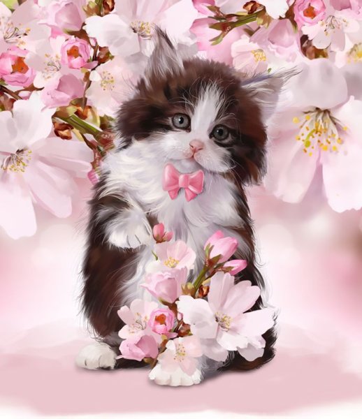 Котенок в цветах