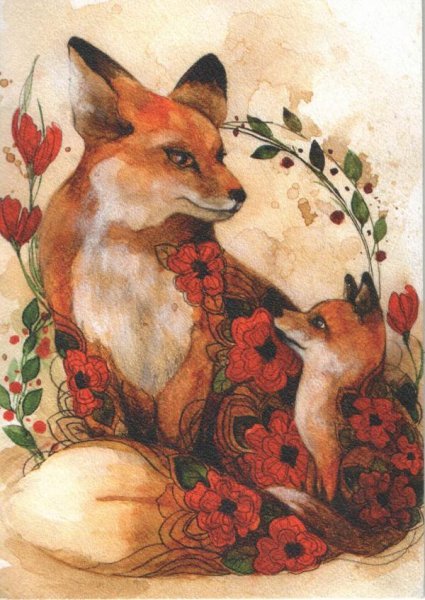 Лиса с цветами