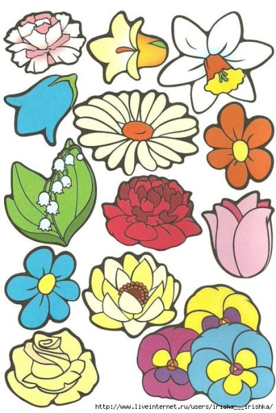 Цветочки для аппликации цветные