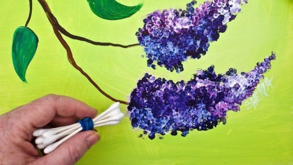 Сирень красками для детей
