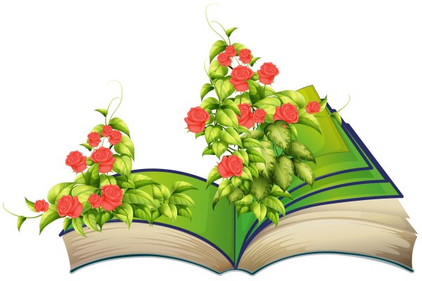 Цветы и книги нарисованные