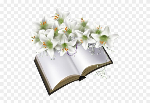 Открытая книга и цветы