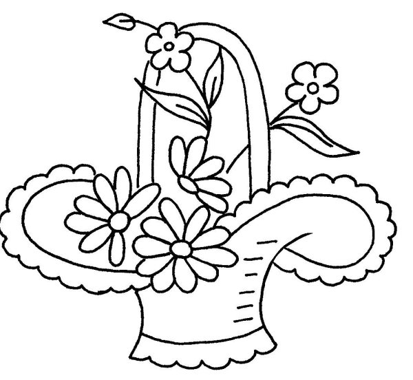 Корзинка с цветами раскраска