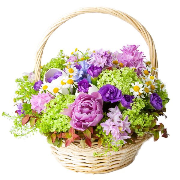 Корзина с кустовыми розами