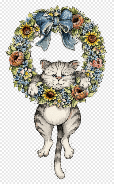 Кот в венке