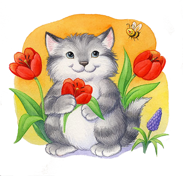 Мультяшный котик в шапочке