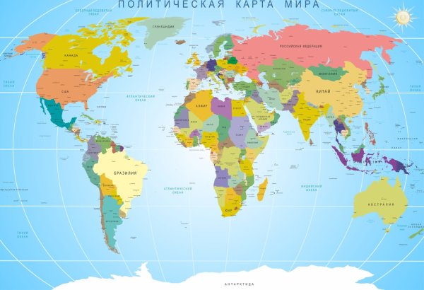 Карта мира с флагами государств