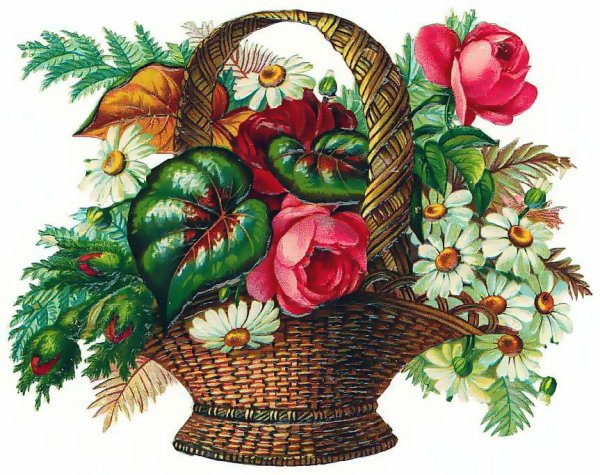 Винтажная корзина с цветами