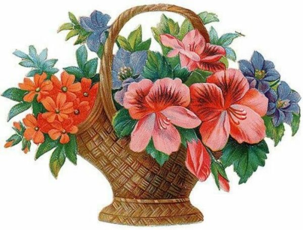 Корзина с цветами рисунок