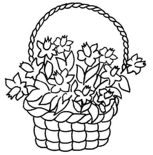 Раскраска корзина с цветами
