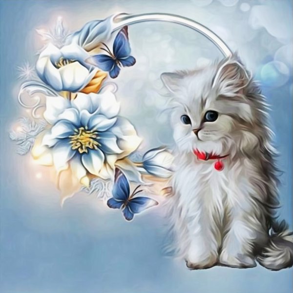 Котёнок с цветком