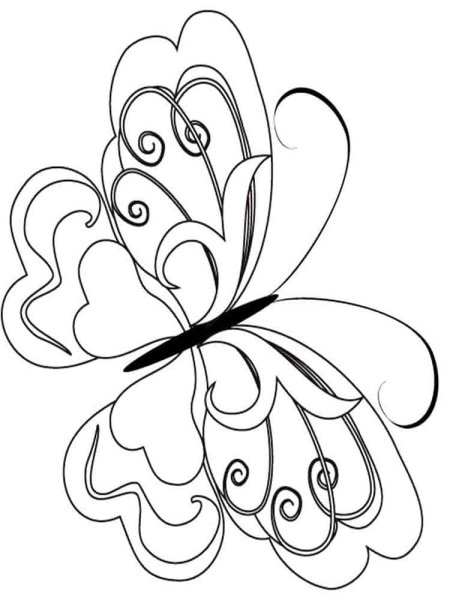 Раскраска - Бабочка на цветке