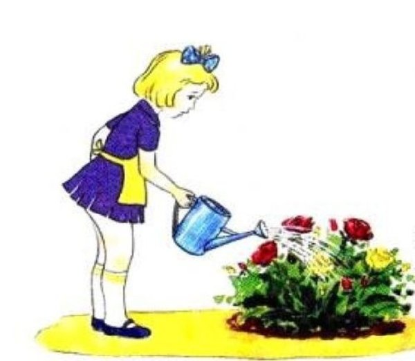Мальчик сажает цветы