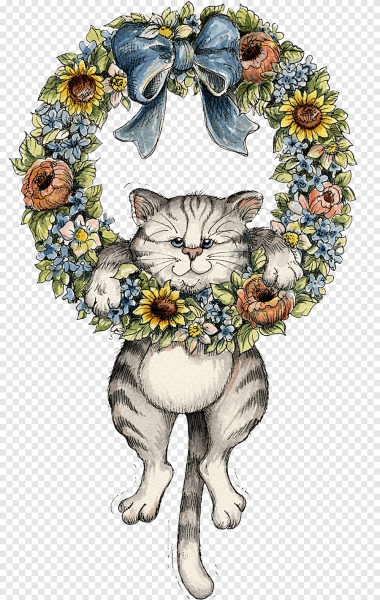 Кот и цветы