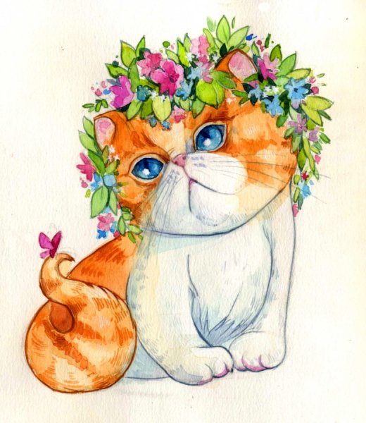 Котенок с цветочком