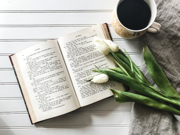 Раскрытая книга с цветами