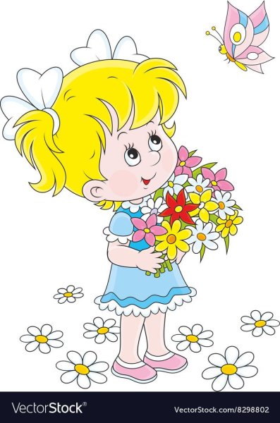 Девочка с цветами клипарт