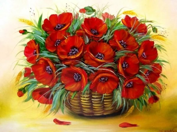 Корзинка с маками