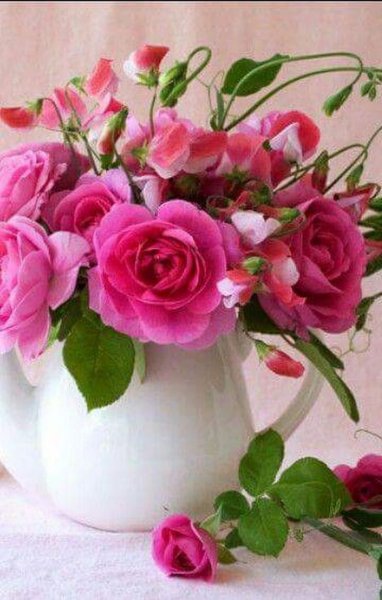 Розовые розы с добрым утром