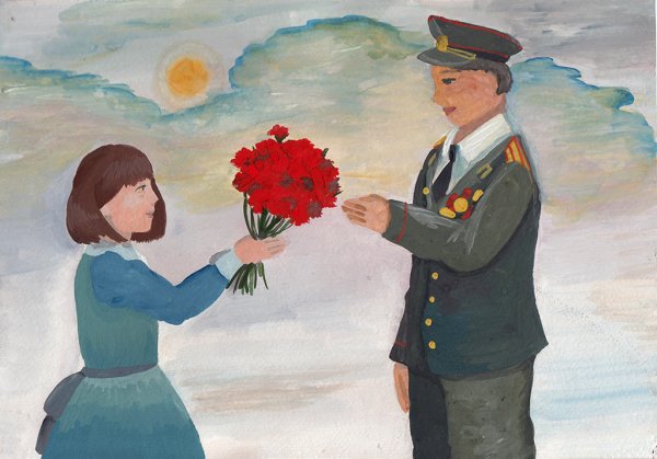Мальчик и девочка в военной форме