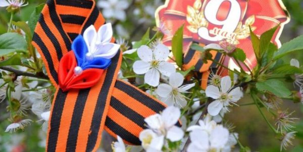 Георгиевская ленточка с цветами