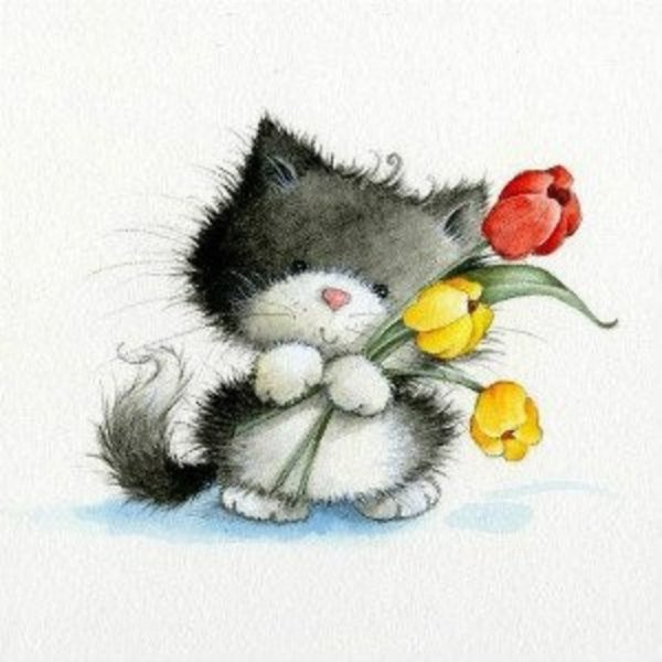Открытка кошки с днём рождения