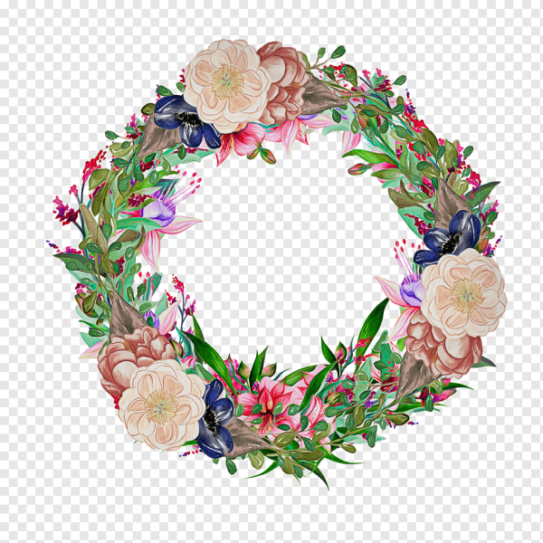Акварельный венок из цветов