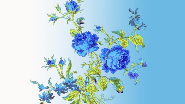 Голубые цветы для декупажа