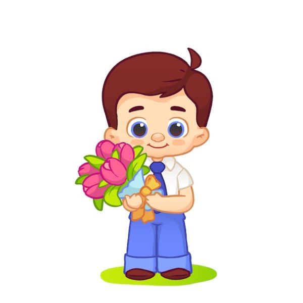 Мальчик с цветами клипарт