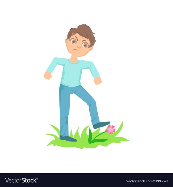 Рвет цветы с клумбы