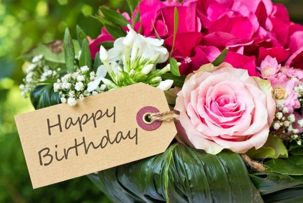 Открытка Happy Birthday с цветами