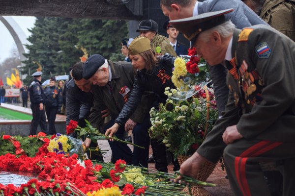 Возложение цветов к памятнику вечного огня Ростов