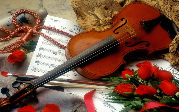 Музыкальные инструменты и цветы