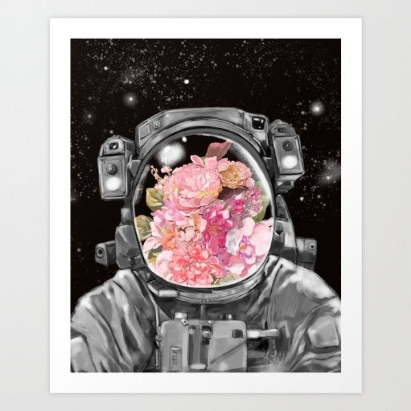 Космонавт и цветы