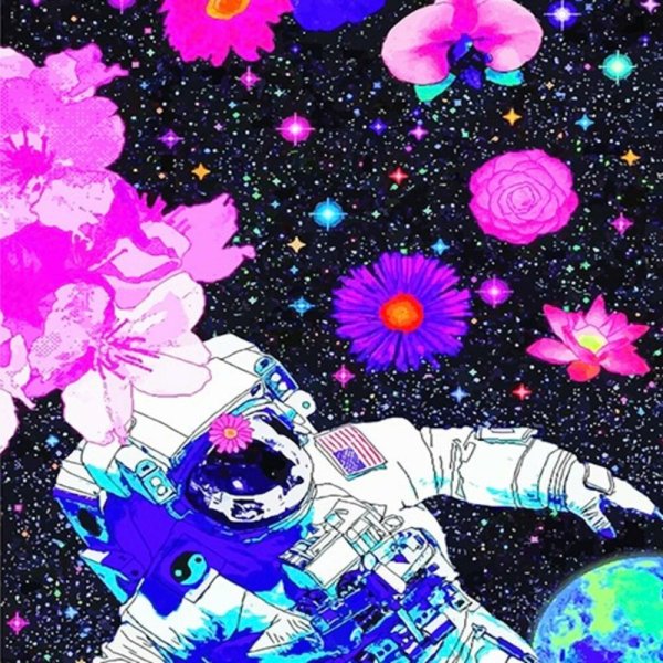 Космонавт и цветы