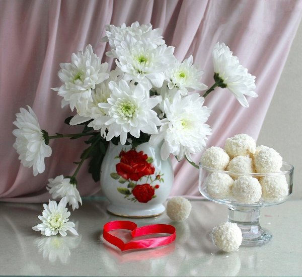 Белые хризантемы доброе утро