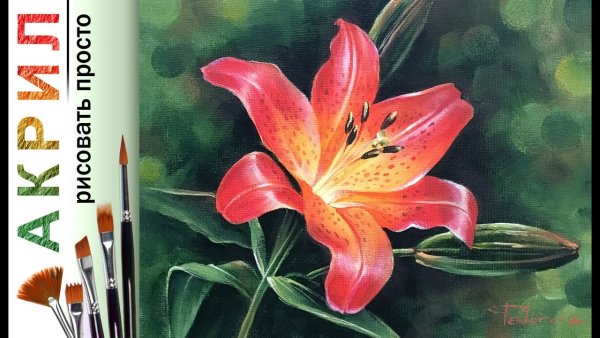 Лилия акриловыми красками