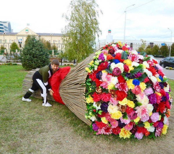 Мишка из живых цветов