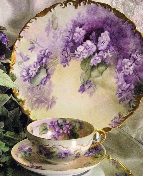 Чайный сервиз антик фиалки