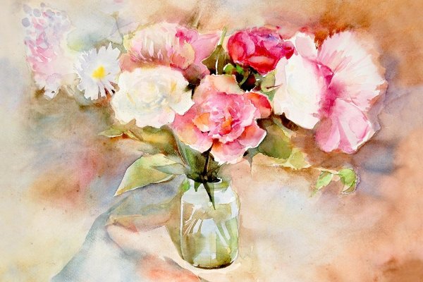 Букет цветов акварелью