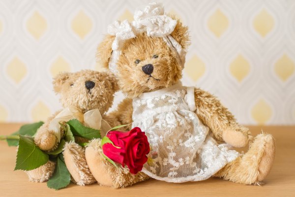 Плюшевый мишка с цветами