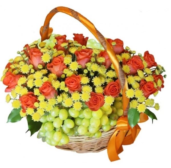 Корзина «цветы и фрукты»
