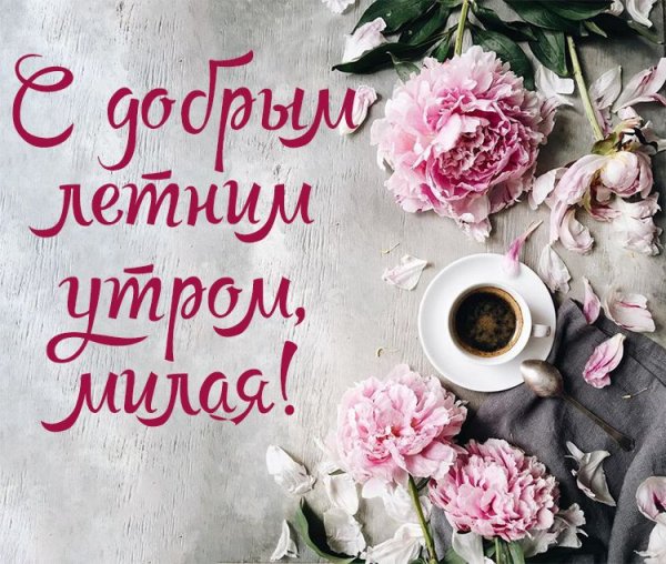 Доброе утро пионы с надписью