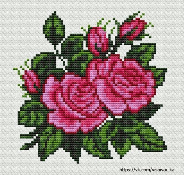 Вышивка цветов крестиком