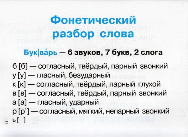 Правила по русскому языку 3 класс фонетический разбор