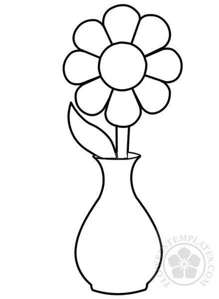 Ваза с цветами раскраска