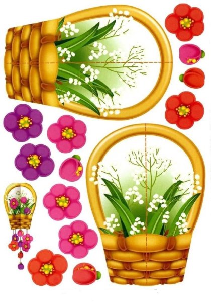Аппликация корзинка с цветами