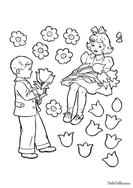 Раскраска с цветами для детей