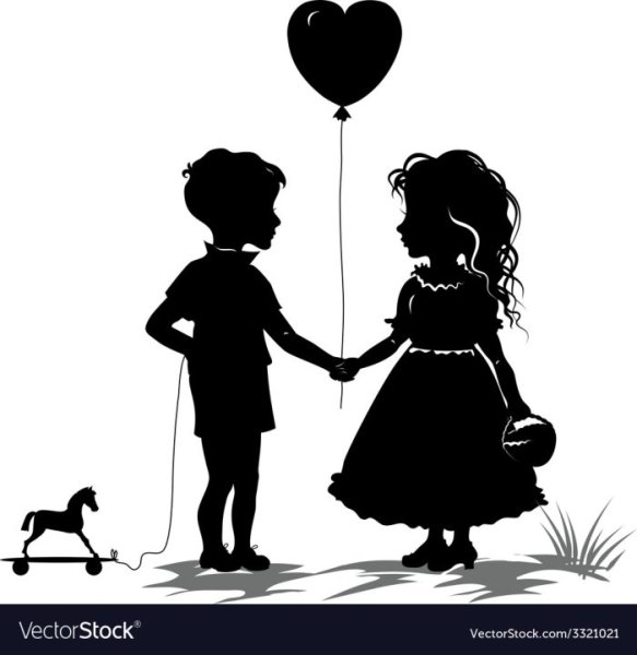 Силуэт мальчика и девочки