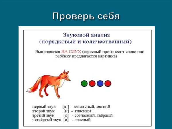 Звуковой анализ слова лиса